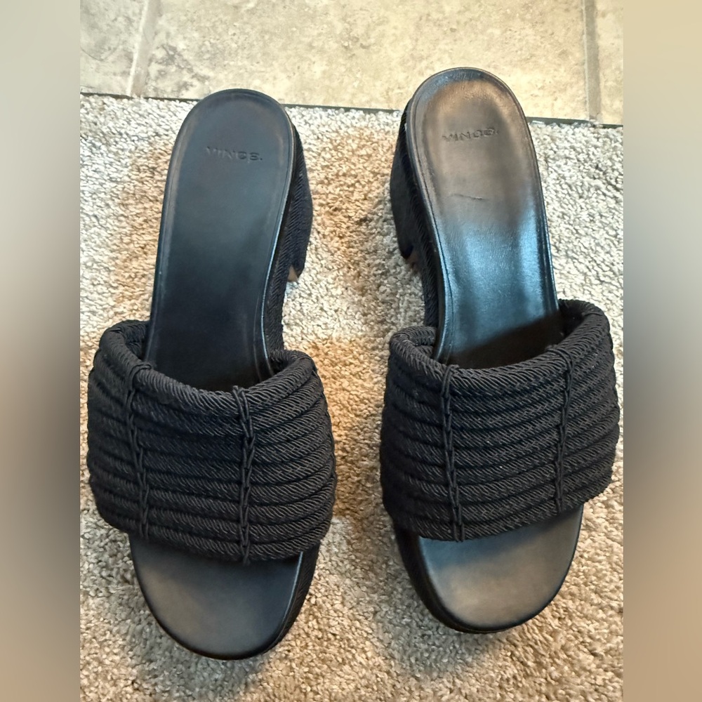 Vince Black Textured Slide Sandals -New